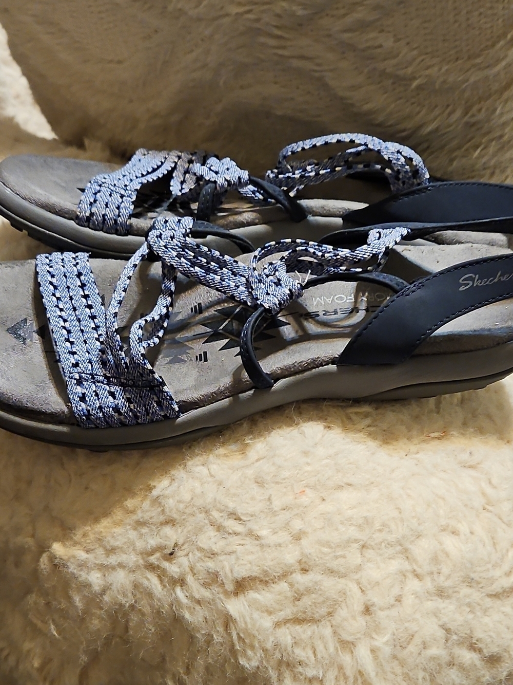 Skechers Women's Navy Braided Strap Comfort Sandals